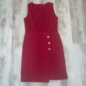 Red dress with 3 gold buttons on bottom size XL